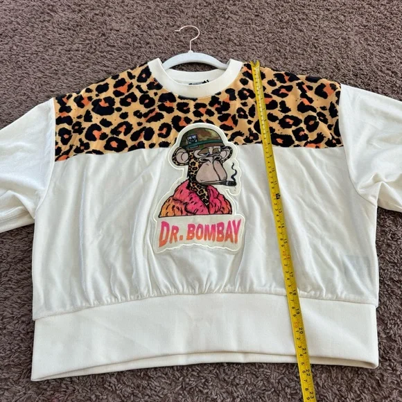 Death Row Records Cropped Leopard Velour Crewneck Sweatshirt Dr Bombay M NEW - Picture 10 of 12